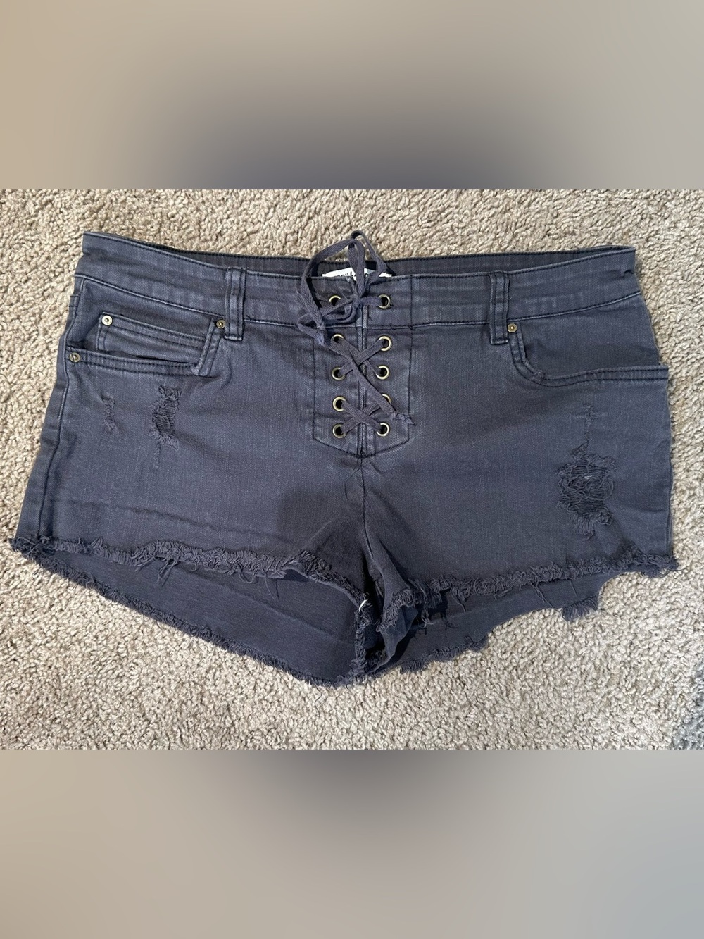 Billabong Lace-Up Black Denim Shorts